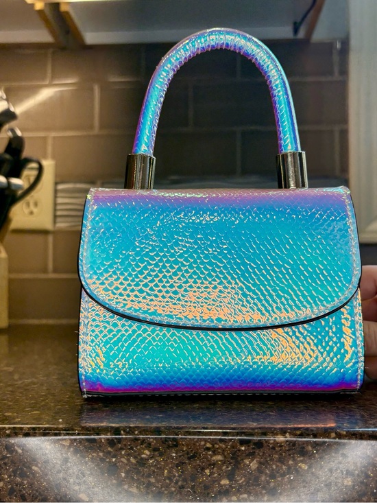 Aldo Handbags - Aldo Iridescent Teal Mini Top-Handle Bag